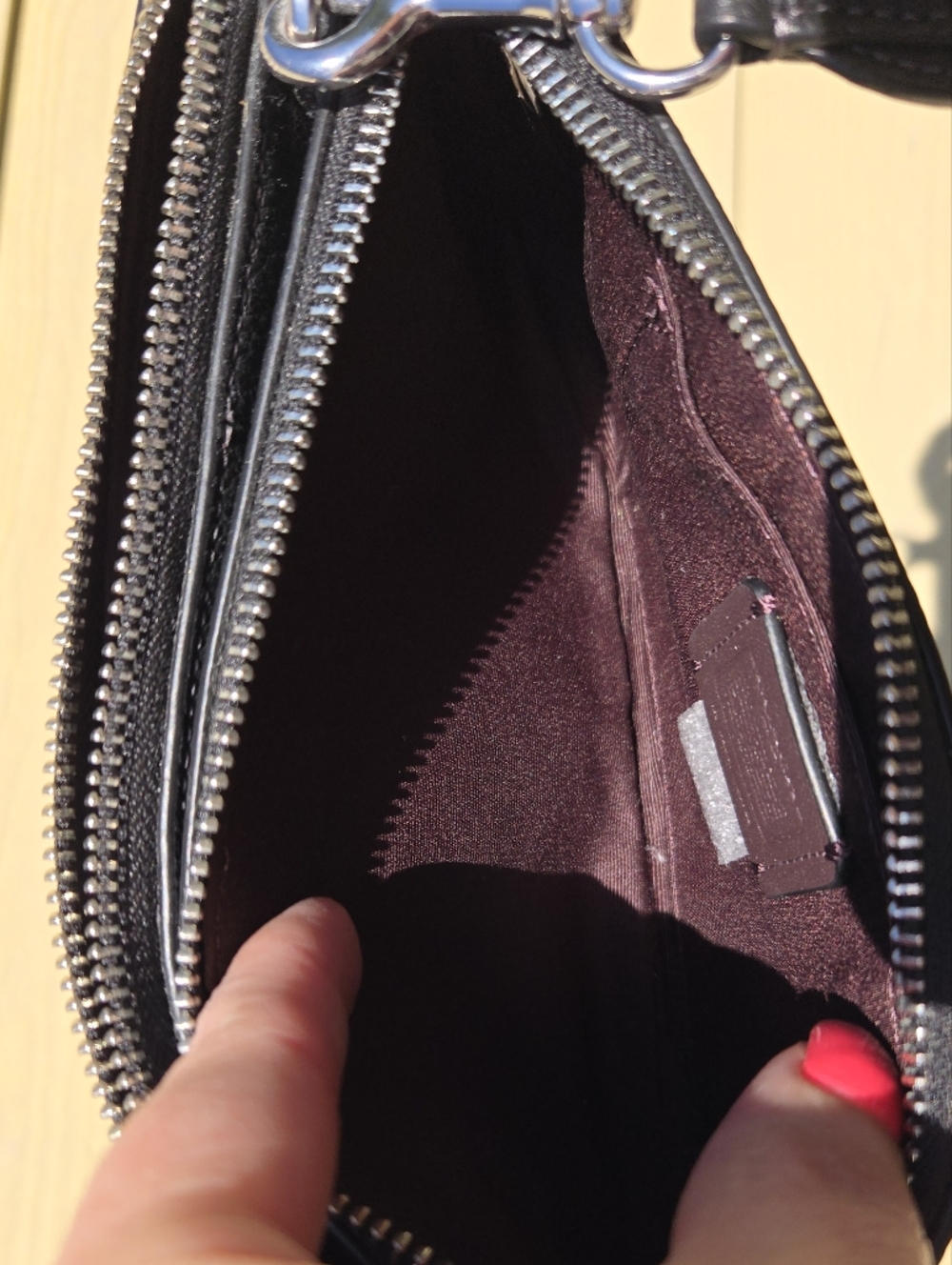 Coach Black Pebbled Leather Double Zip Crossbody - Picture 6 of 10